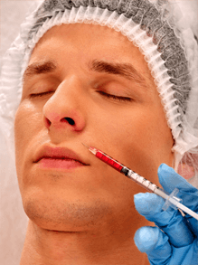 Man receiving dermal filler treatment