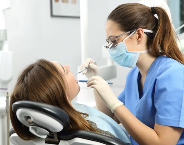 patient getting dental crown in Boston