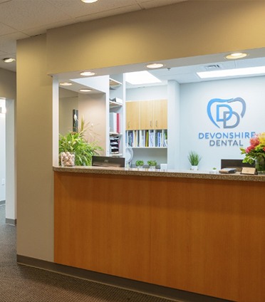 Dental office reception desk in Boston