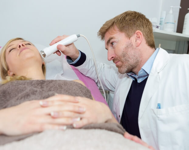 Dental patient receiving T M J therapy