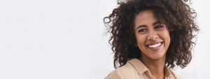 attractive young woman curly hair