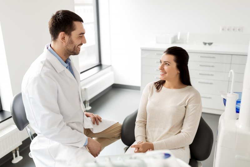 Woman at dentist in Downtown Boston