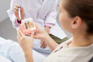 Woman at her dental implant consultation
